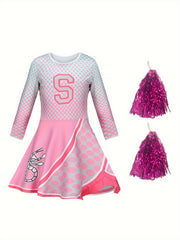 Girls Long Sleeve Cheerleading Dress Set For Sports Performance