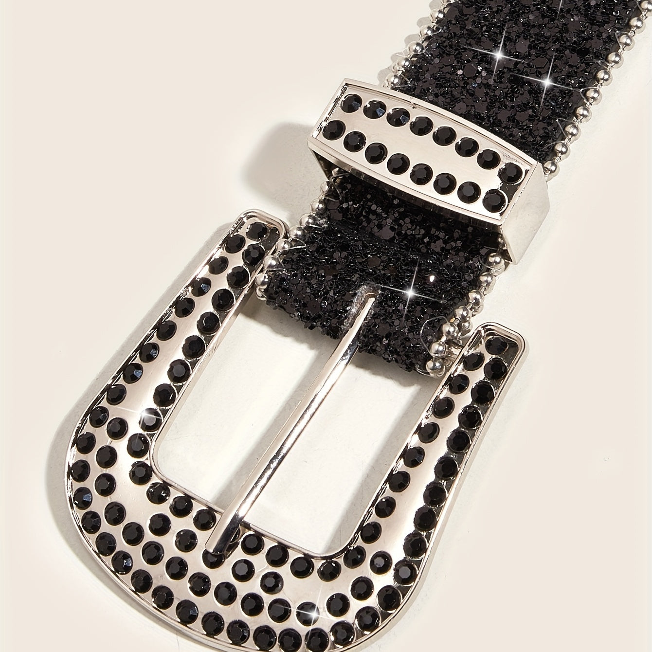 Sparkly Rhinestone Buckle PU Belt for Women