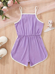 Toddler Girls Rainbow Graphic Bow Front Cami Rompers Jumpsuits