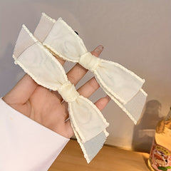 Beige Bow Hair Clip Fabric Bowknot Hair Clip