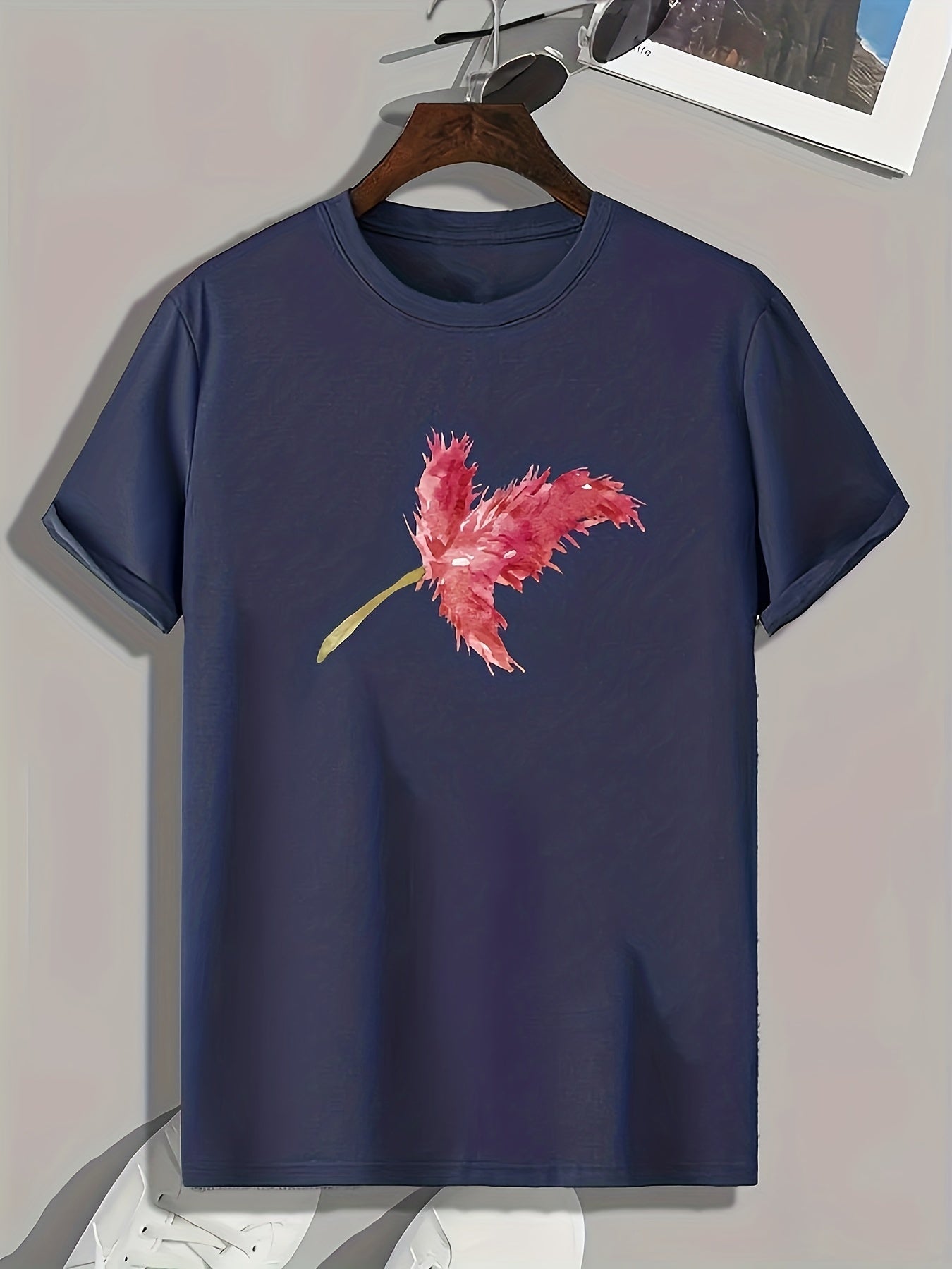 Flower Pattern Print Men's Sports T-shirt for Summer