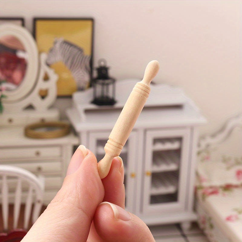 Dollhouse Wooden Rolling Pins Beige Texture for Kitchen Scene Model