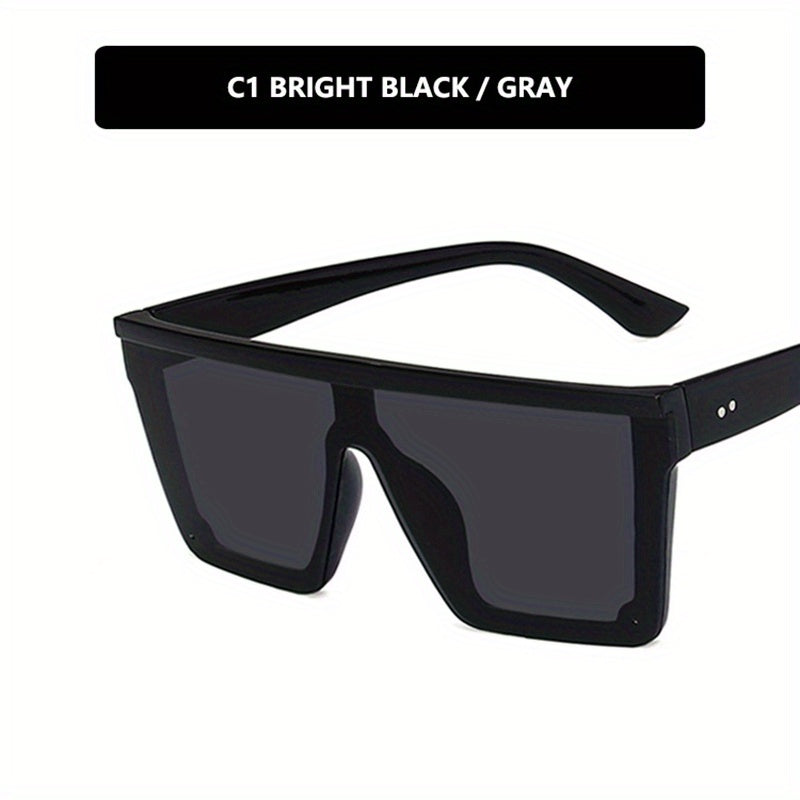 Square Frame Sunglasses UV400 Rivet Decor Minimalist Outdoor Eyewear