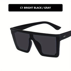 Square Frame Sunglasses UV400 Rivet Decor Minimalist Outdoor Eyewear