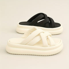 Women's Cross Strap Platform Slides Sandals Open Toe Thick Bottom