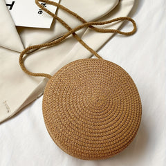 Woven Round Crossbody Bag Beach Handbag for Women