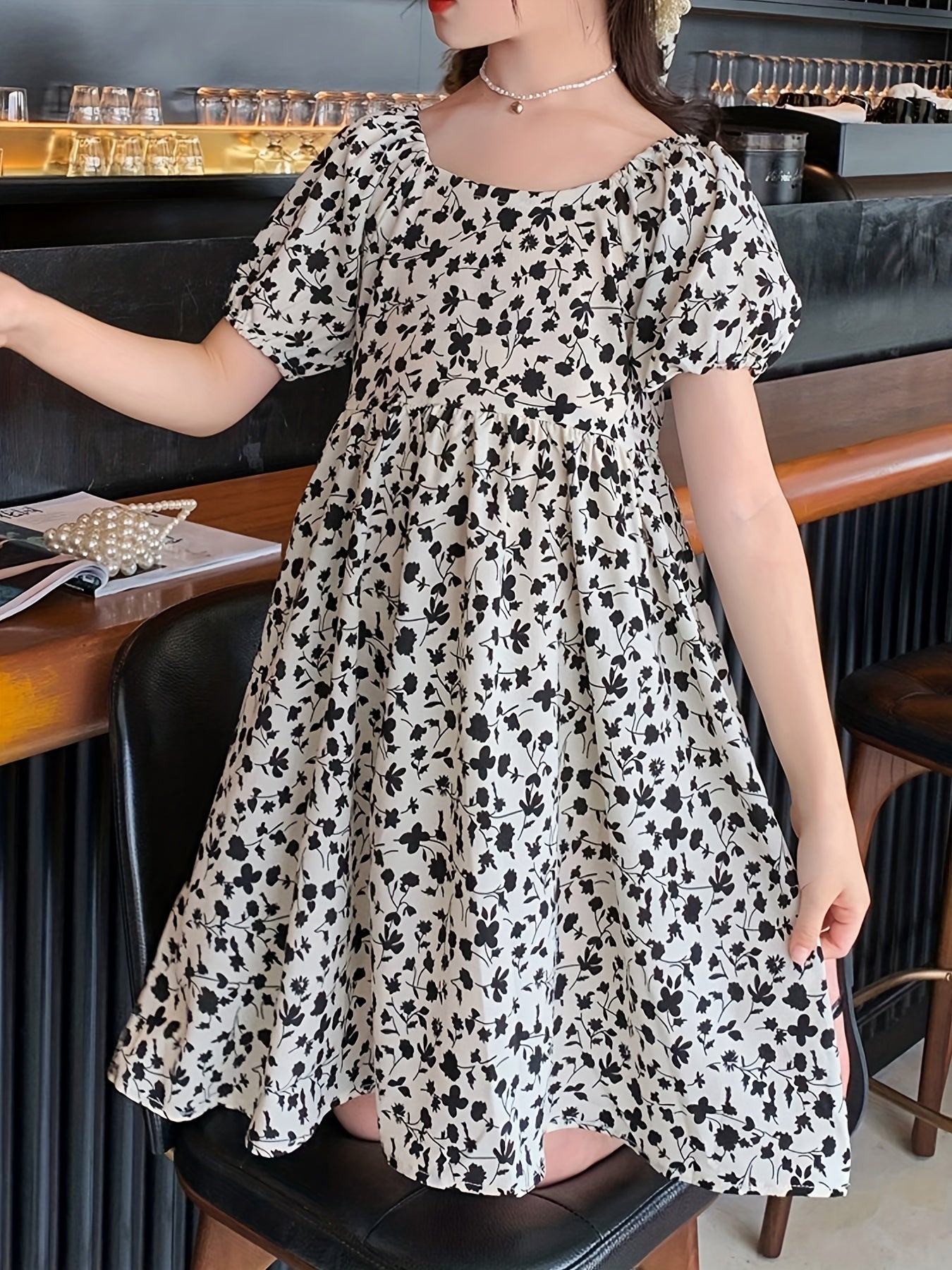 Girl's Casual Summer Floral Dress Ruffle Flared