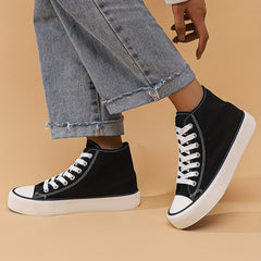 High Top Chunky Canvas Sneakers Lace Up Heighten