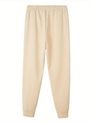  Slogan Print Fleece Liner Drawstring Joggers