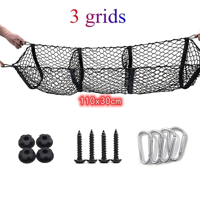 Universal 3 Pocket Net Bag Car Trunk Storage Organizer