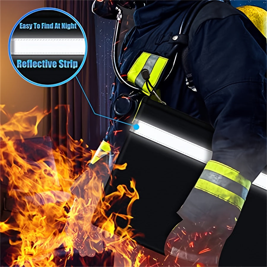 Fireproof Document Bag 34x25 Waterproof Holder Zipper Reflective Strip