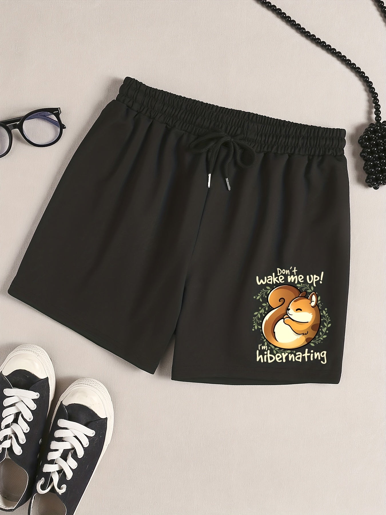 Women's Plus Squirrel Print Sporty Pajama Shorts