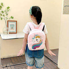 Kids Unicorn Cartoon Plush Backpack with Large Capacity