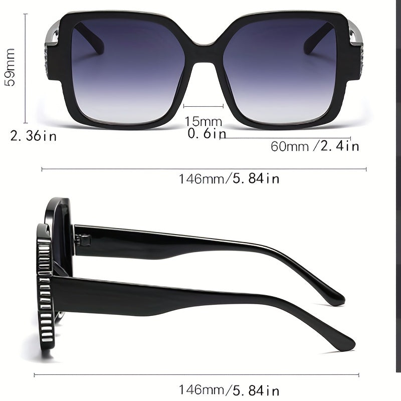 Y2K Square Sunglasses Rhinestone Gradient Glasses UV400