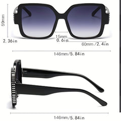 Y2K Square Sunglasses Rhinestone Gradient Glasses UV400