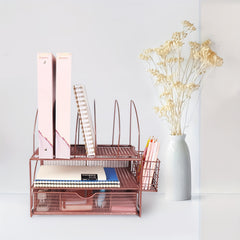 Comix Desk Organizer 2 Tier File Holder with Drawer & Pen Holder