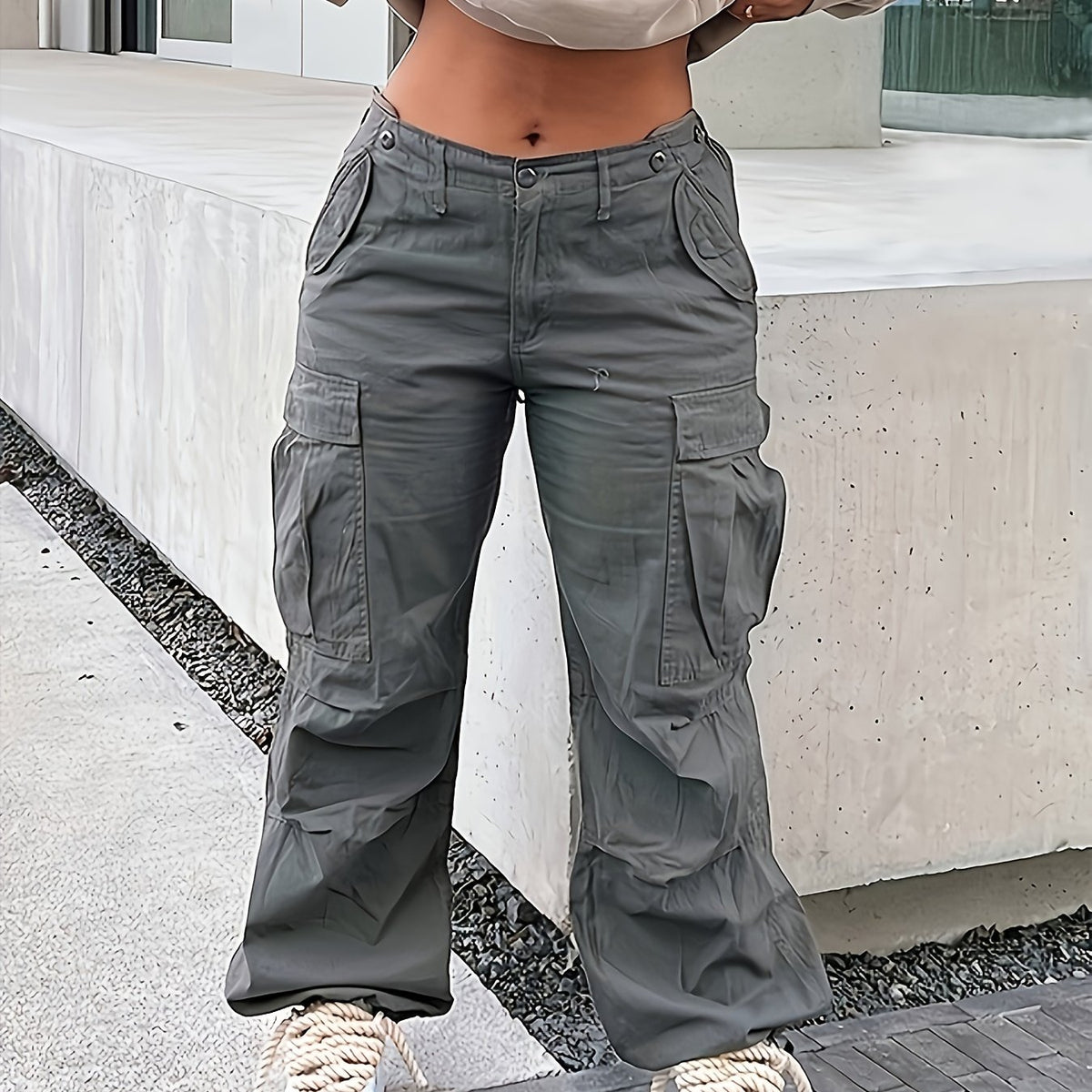 Y2K Loose Fit Cargo Pants Wide Legs Street Style Casual Pants