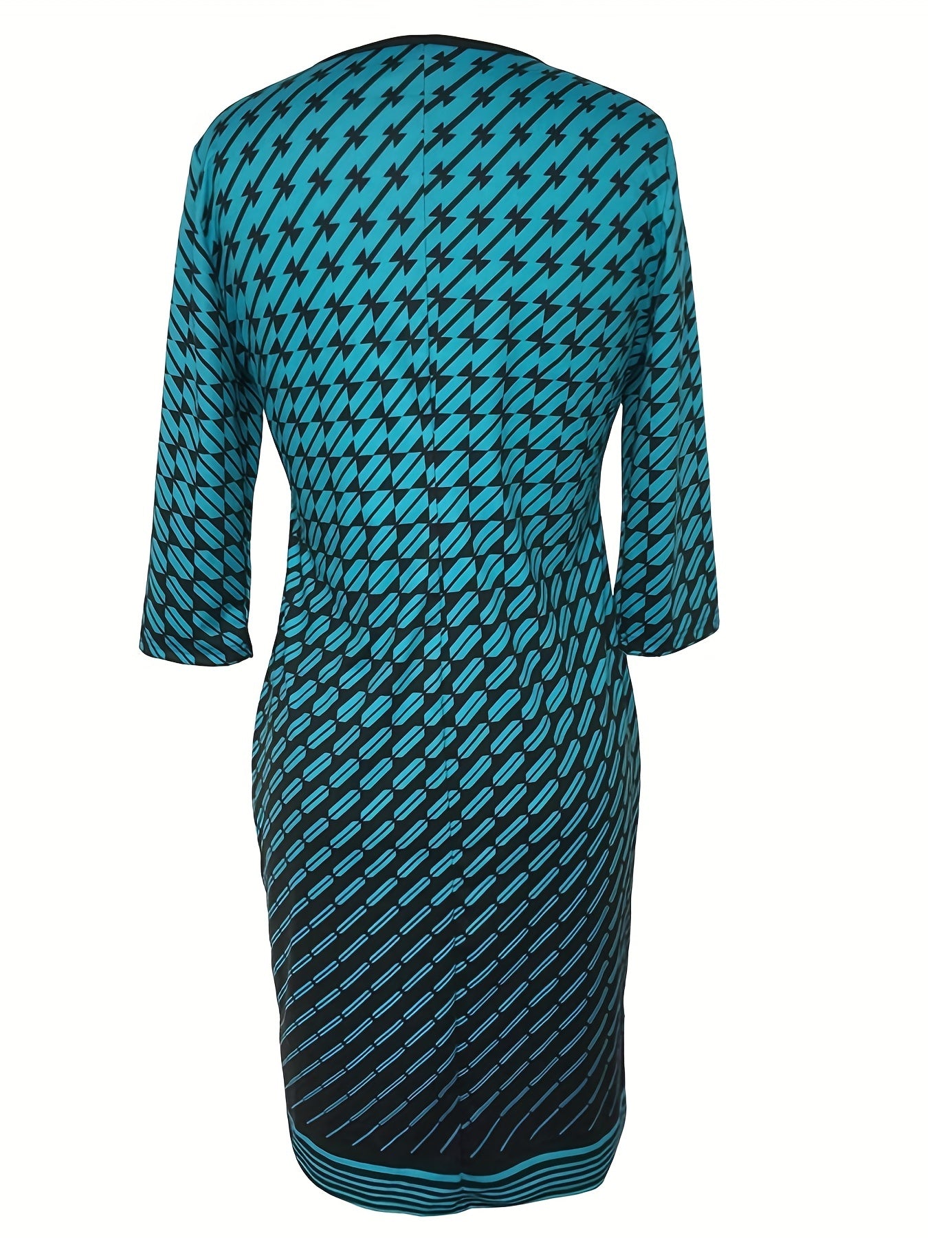 Geometric Print Half Sleeve Slim Fit Dress