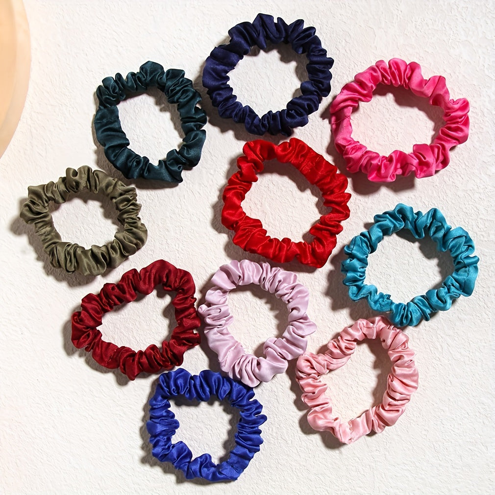 10pcs Plant Dyed Thin Silk Scrunchies Natural Hair Tie