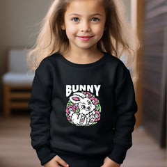 Girls Rabbit Pattern Crew Neck Sweatshirt For Spring Fall Christmas Gift