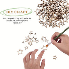 100pcs Recycled Wood Star Cutouts for Christmas Decorations DIY Art