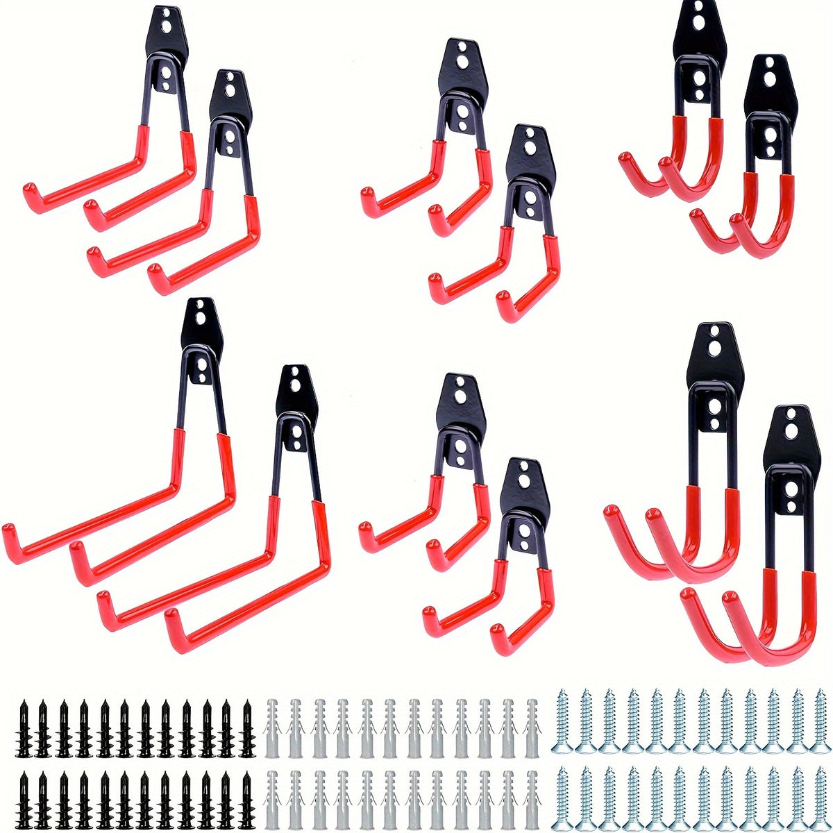 12pcs Wall Mount Garage Hooks Heavy Duty Bike Tool Hanger Organizer Rack