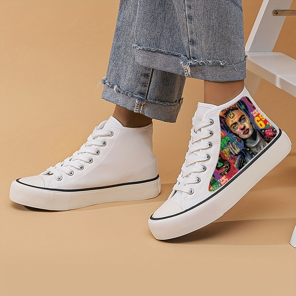 Poster Pattern Lightweight High Top Canvas Sneakers