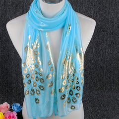 Peacock Chiffon Scarf Solid Shawl Hijab Windproof Head Wrap Sunscreen Travel