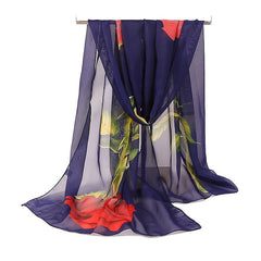 Chiffon Printed Silk Scarf Neckerchief Head Wrap Beach Shawl