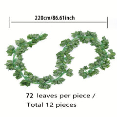 12pcs 2.2m Artificial Ivy Leaf Hanging Plant Garden Wedding Wall Decoration