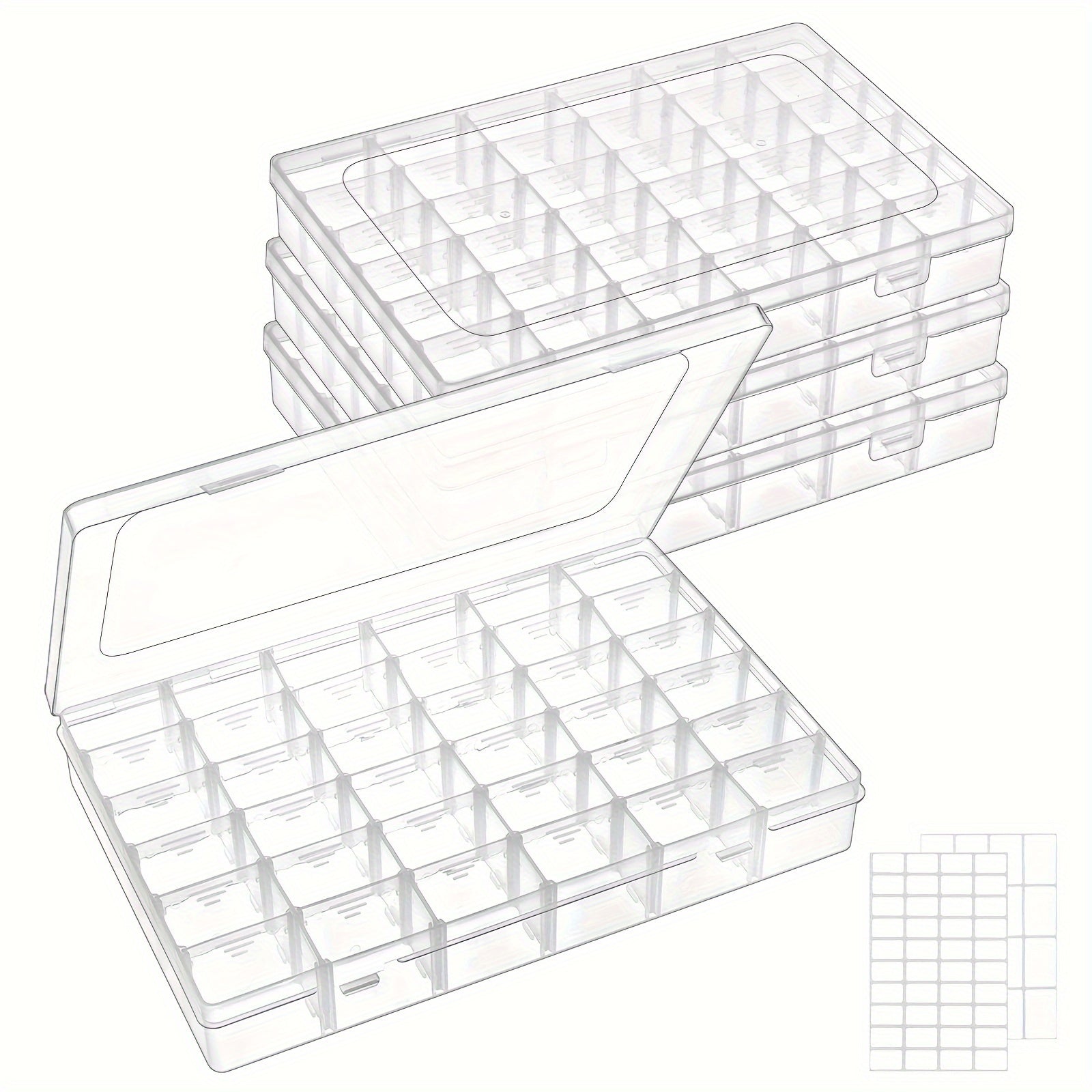 5pcs Clear Plastic Jewelry Storage Box With grids Portable Dustproof DIY Diamond