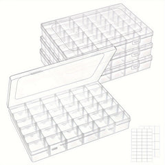 5pcs Clear Plastic Jewelry Storage Box With grids Portable Dustproof DIY Diamond