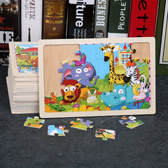 Wooden Animal Puzzle Set for Kids, 24 Pieces