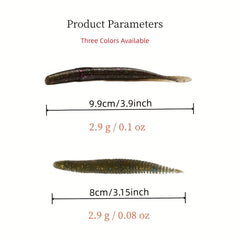 20pcs Mixed Soft Worm Fishing Lures 9.3in Flat Tailed Worm & 3.15in Floating