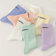 4 Pairs Letter Print Mid Tube Socks Women's Stockings
