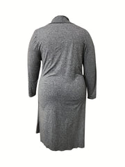  Colorblock Geometric Print Long Sleeve Dress