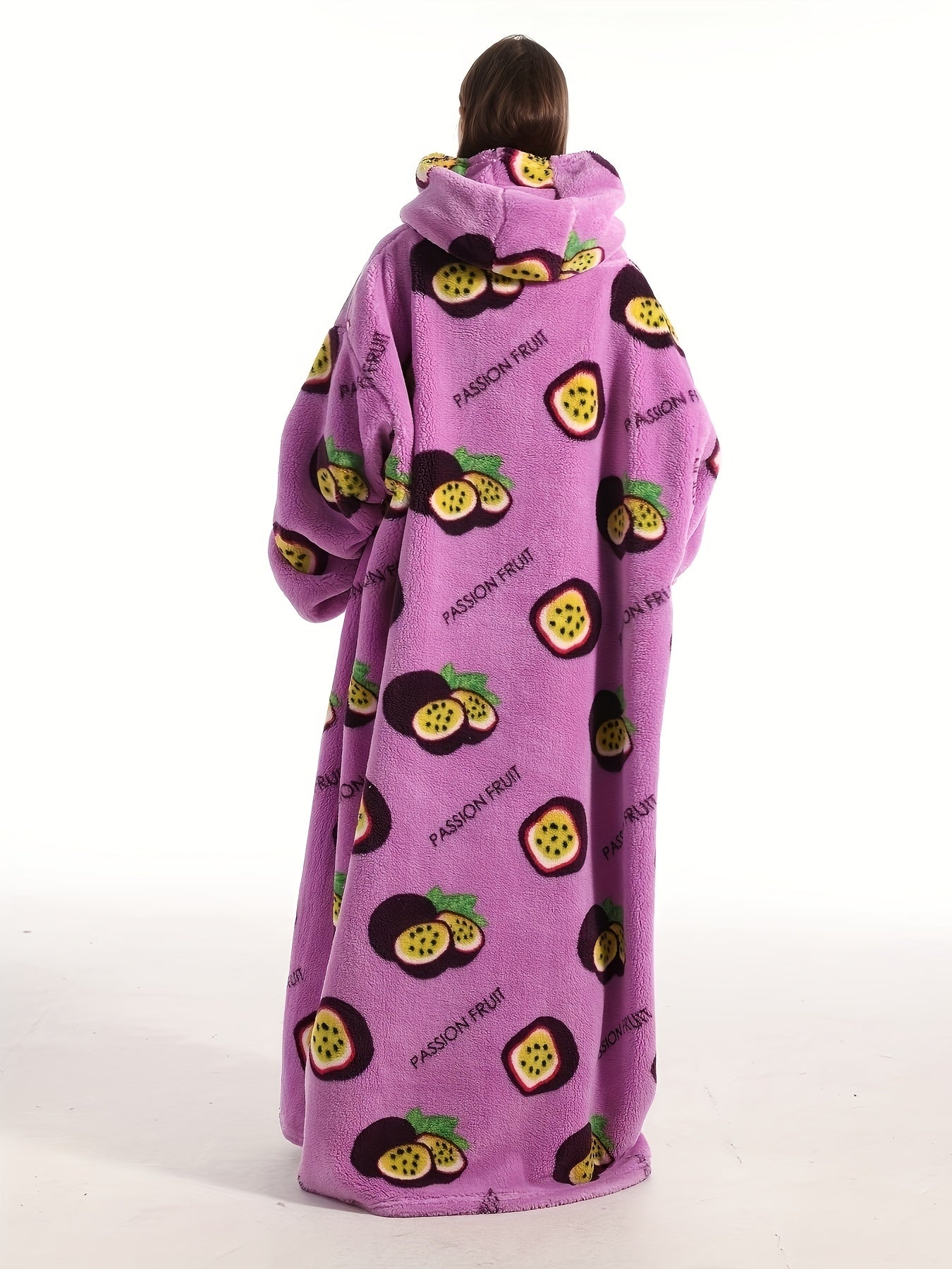 Sherpa Fleece Oversized Hooded TV Blanket Women's Passion Fruit Nightgown
