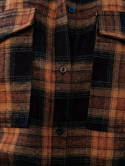  Plaid Print Long Sleeve Button Up Tunic Shirt Top