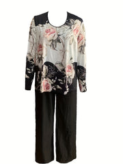 Women's Plus Floral Print Top & Pants Set