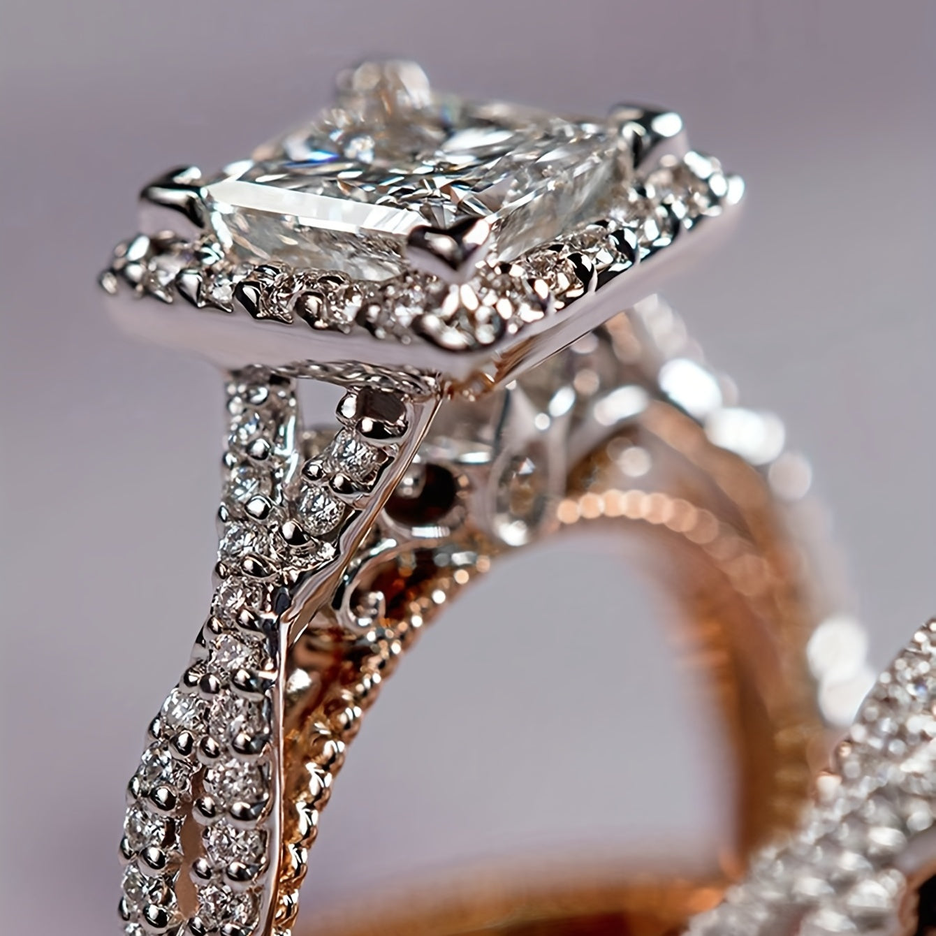 Men's Two Tone Zirconia Wedding Rings Set