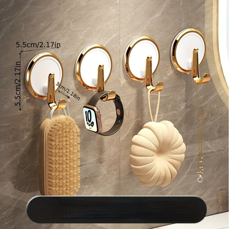 4pcs Adhesive Bathroom Towel Hook Strong Punch Sticky Toilet Wall Non-marking