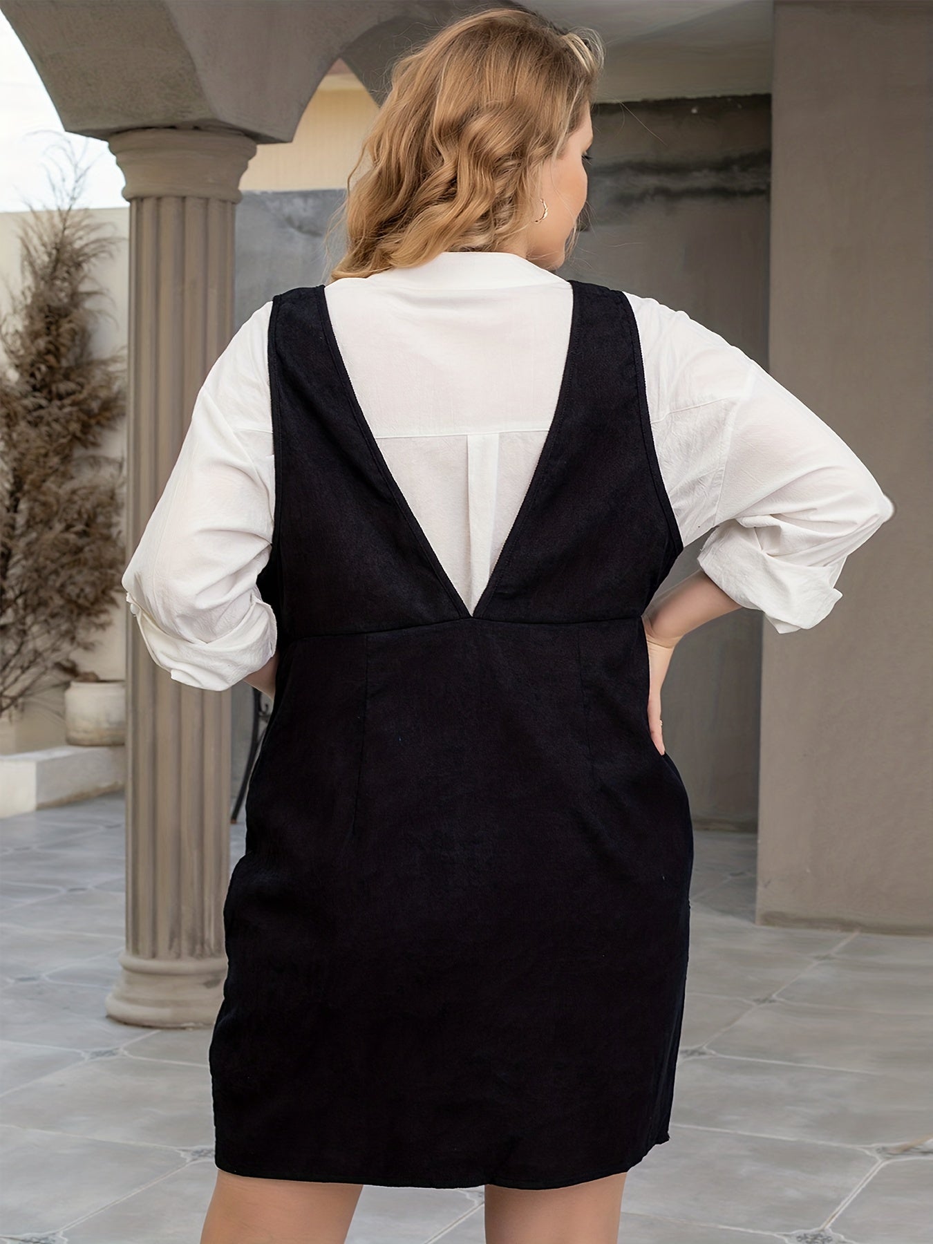  Solid V Neck Tank Dress