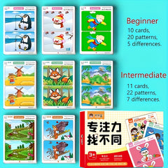 64pcs Jumbo Find the Difference Cards Focus Training Game Flashcards