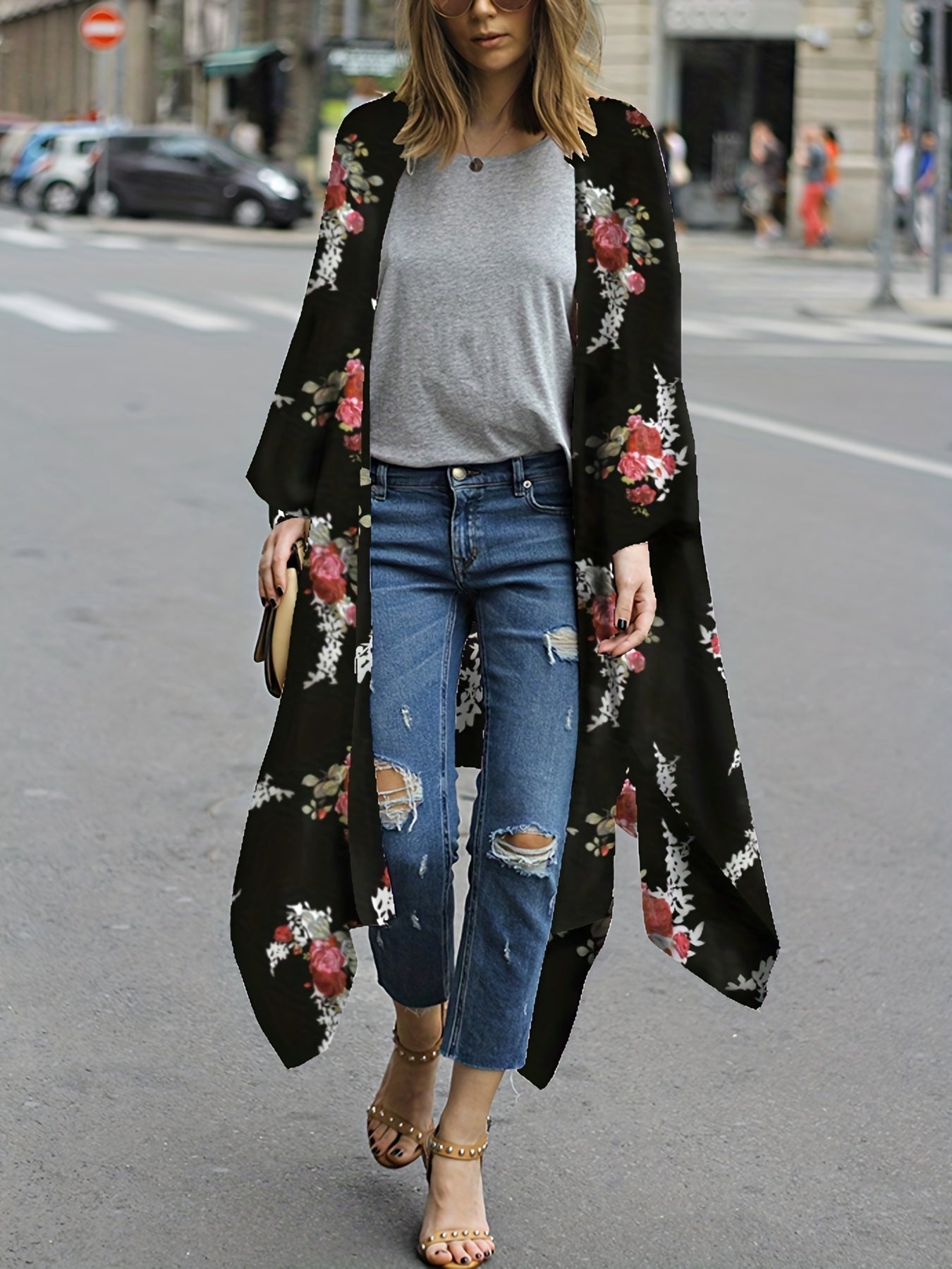 Sheer V Neck Loose Fit Cover Up Shirt
