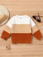 Infant Stylish Block Sweatshirt Cotton Long Sleeve Pullover