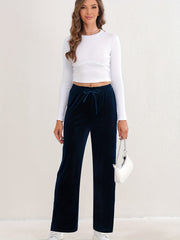 Elastic High Waist Sports Pants Wide Legs Stretchy Trousers