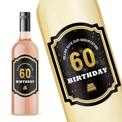 60th Birthday Bottle Labels Self Adhesive Sparkling Wine Happy Birthday Party