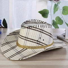 Plaid Western Sunshade Cowboy Hat for Men