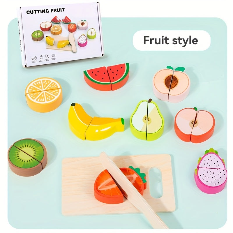 Wooden Pretend Food Fruit Cutting Kitchen Toy