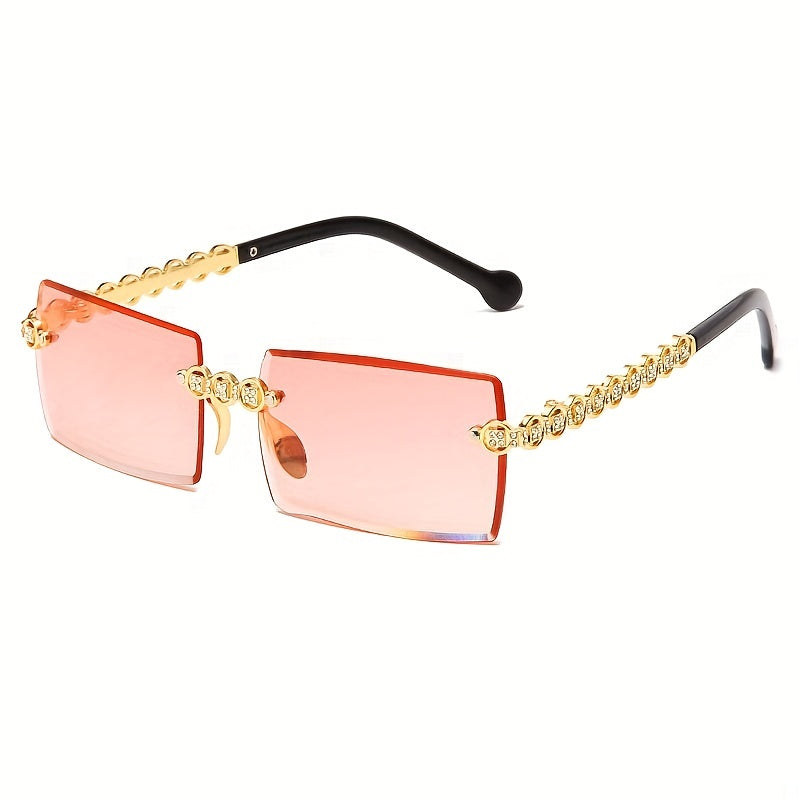 Rimless Rectangular Sunglasses Gradient Lens UV400